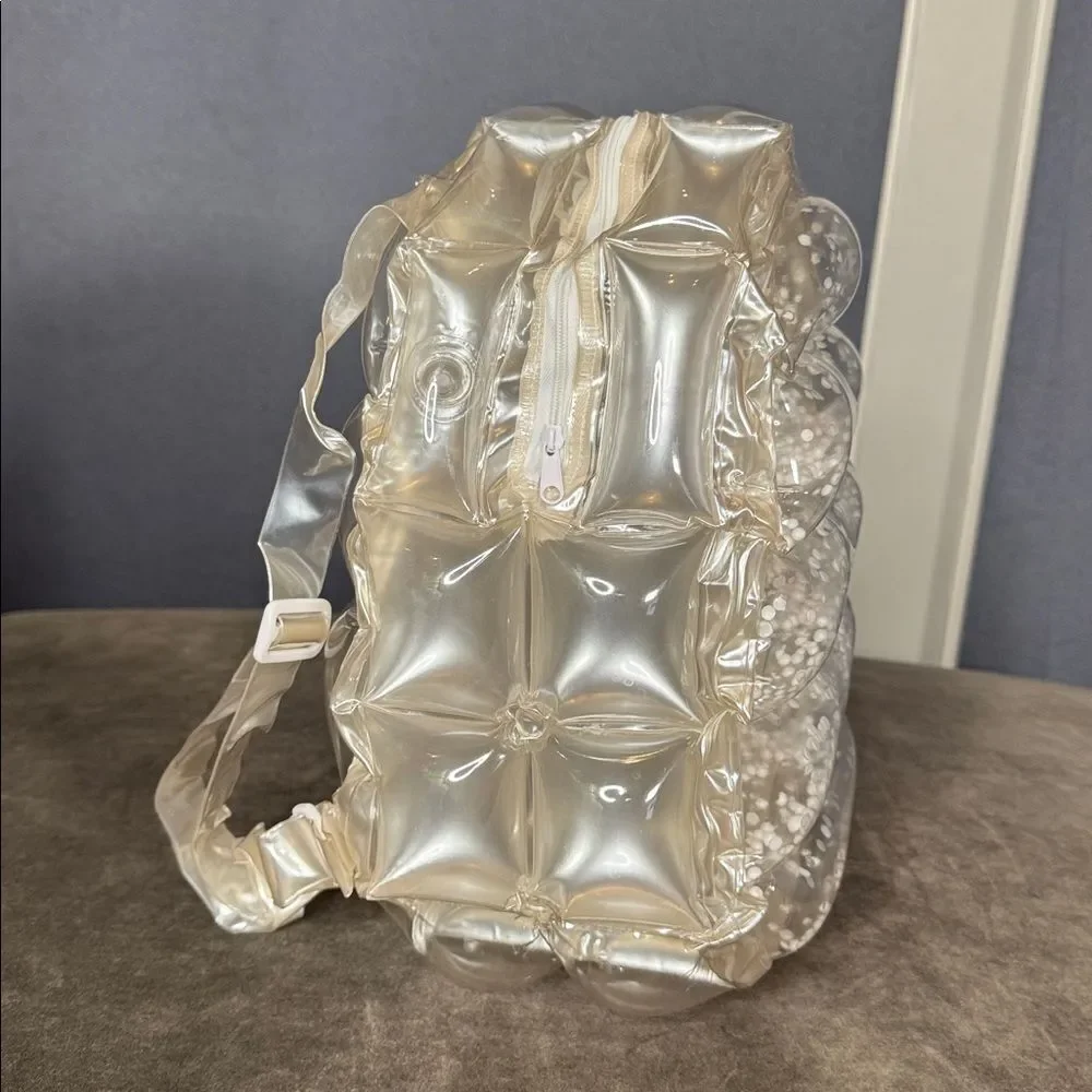 White/Silver Inflatable 90’s Retro Bubble BackPack Foam Ball One Size VINTAGE